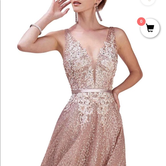 Stunning Andrea & Leo Couture Rose Gold  Sparkle, Embellished Prom Dress Sz 8 - Picture 3 of 15